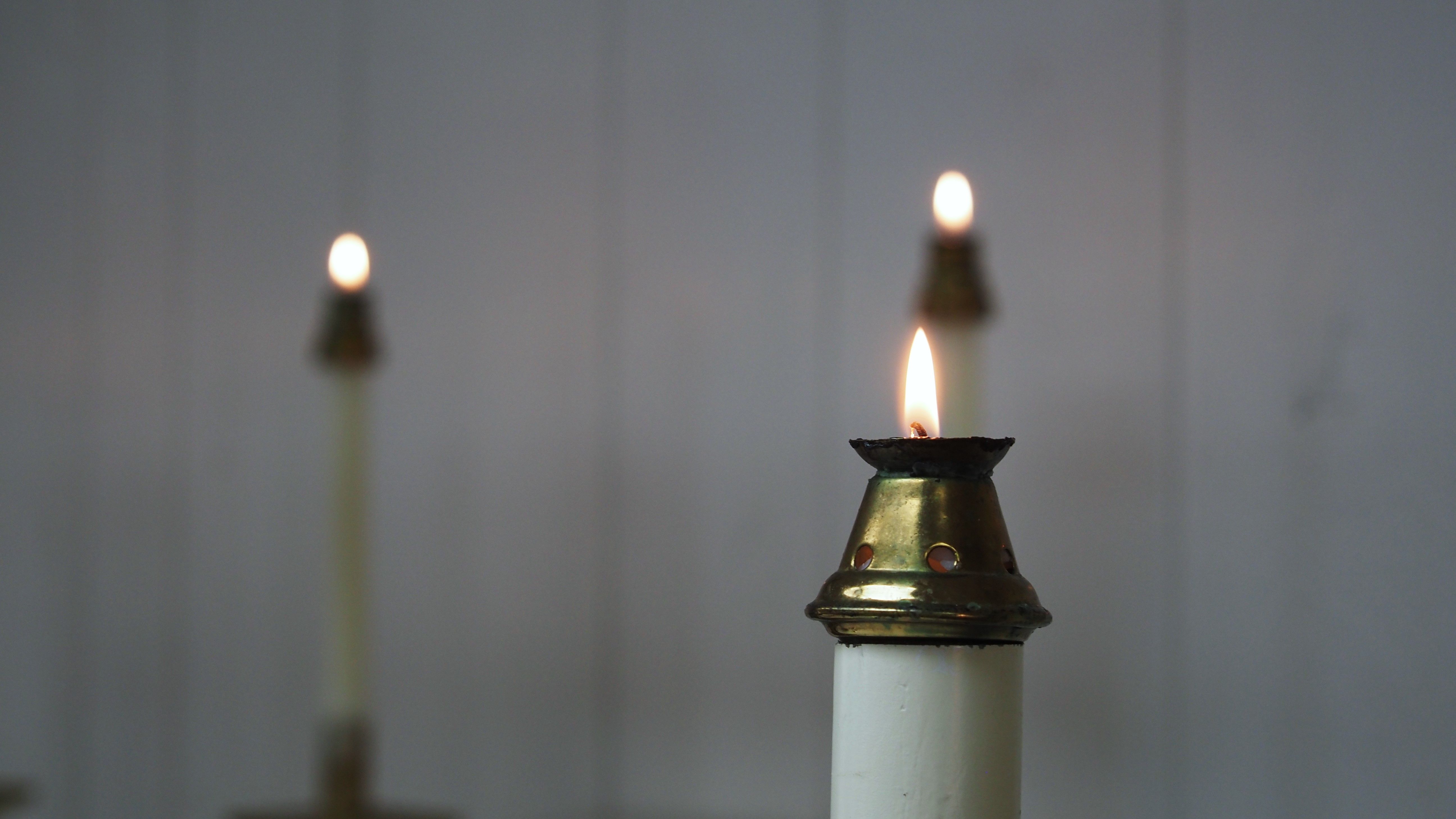 Lit altar candles
